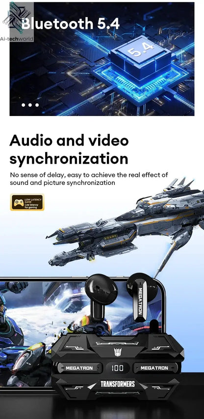 NEW TRANSFORMERS TF-T51 Bluetooth Wireless Earphones Low Latency Gaming Earbuds Long Endurance High Music Headphones Ai-TechWorld 