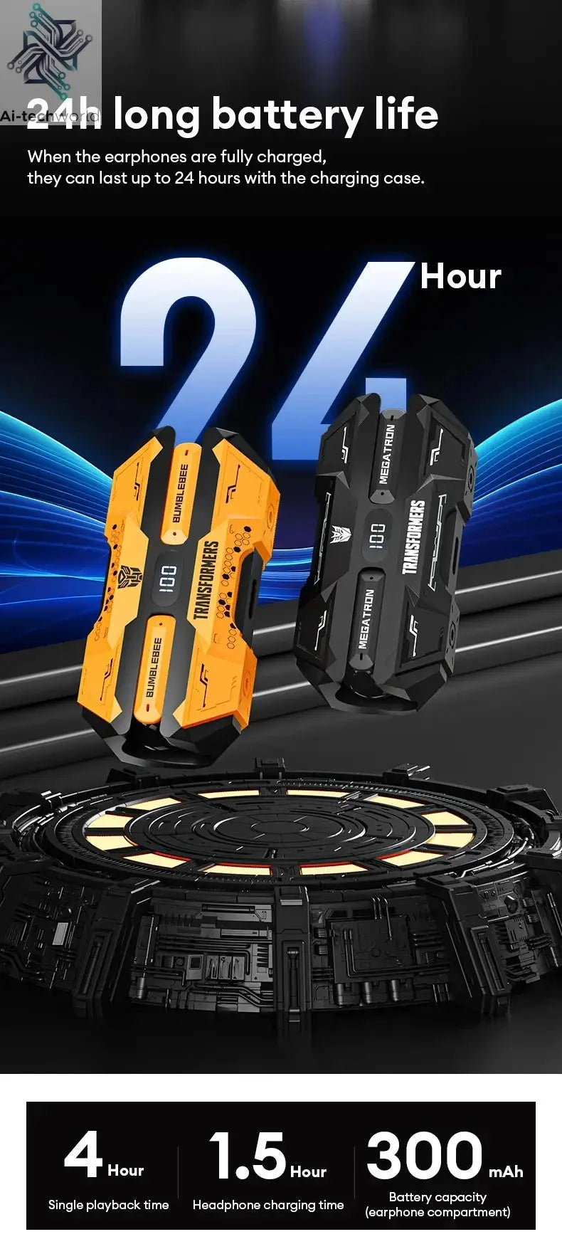 NEW TRANSFORMERS TF-T51 Bluetooth Wireless Earphones Low Latency Gaming Earbuds Long Endurance High Music Headphones Ai-TechWorld 