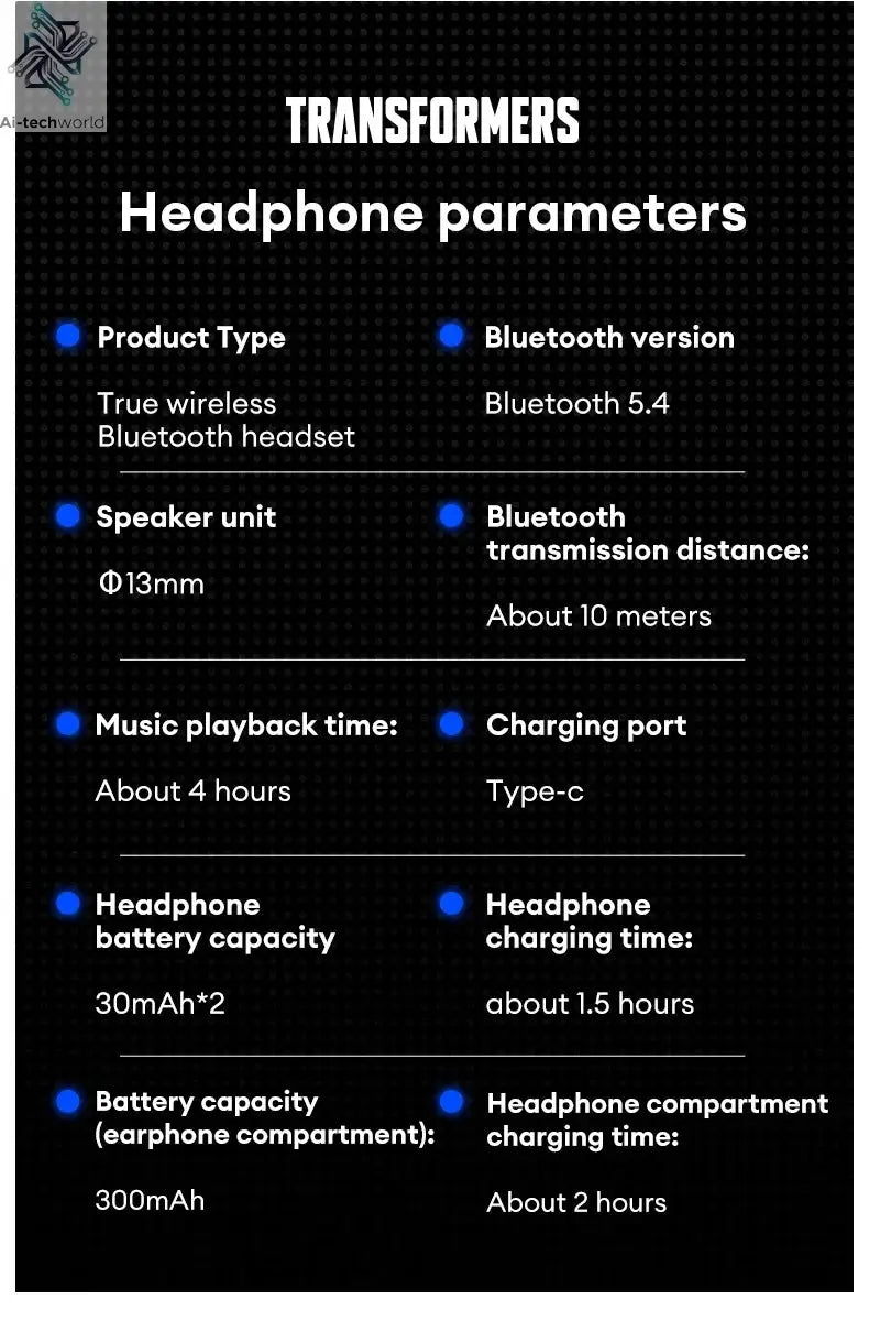 NEW TRANSFORMERS TF-T51 Bluetooth Wireless Earphones Low Latency Gaming Earbuds Long Endurance High Music Headphones Ai-TechWorld 