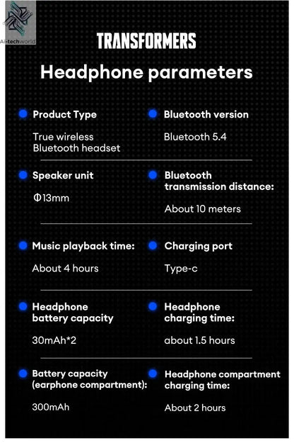 NEW TRANSFORMERS TF-T51 Bluetooth Wireless Earphones Low Latency Gaming Earbuds Long Endurance High Music Headphones Ai-TechWorld 