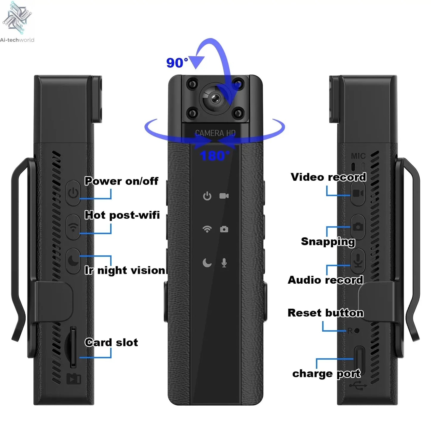 NEW WIth Wifi Hotspot Mini Camera 1080P Portable Digital Video Recorder Body Camera Night Vision DVR Miniature Camcorder Ai-TechWorld 