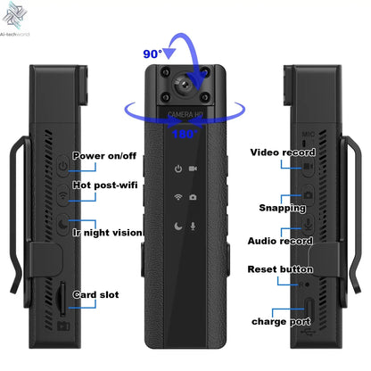 NEW WIth Wifi Hotspot Mini Camera 1080P Portable Digital Video Recorder Body Camera Night Vision DVR Miniature Camcorder Ai-TechWorld 