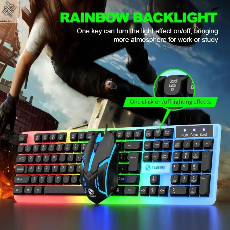 NG GTX350 Gaming Keyboard Mouse Combos Computer Laptop Backlight Gamer Kit LED Wired Usb Keyboard GTX350 Set-Black Ai-TechWorld 