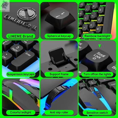 NG GTX350 Gaming Keyboard Mouse Combos Computer Laptop Backlight Gamer Kit LED Wired Usb Keyboard GTX350 Set-Black Ai-TechWorld 