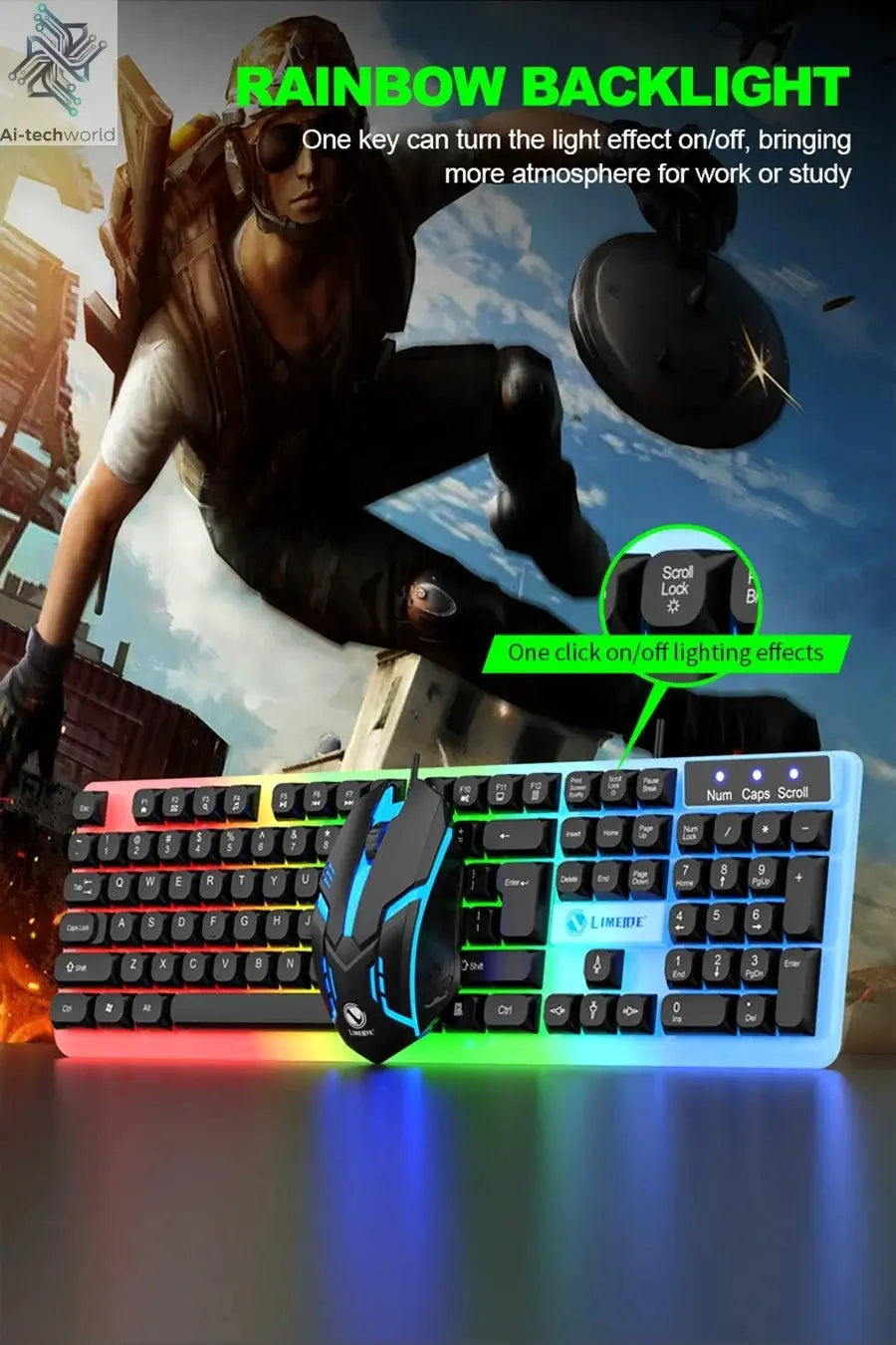 NG GTX350 Gaming Keyboard Mouse Combos Computer Laptop Backlight Gamer Kit LED Wired Usb Keyboard GTX350 Set-Black Ai-TechWorld 