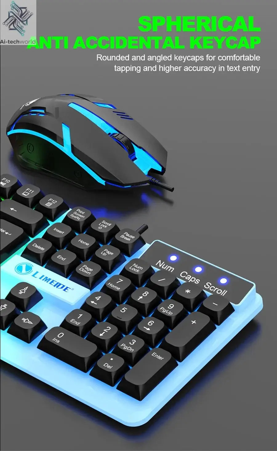 NG GTX350 Gaming Keyboard Mouse Combos Computer Laptop Backlight Gamer Kit LED Wired Usb Keyboard GTX350 Set-Black Ai-TechWorld 