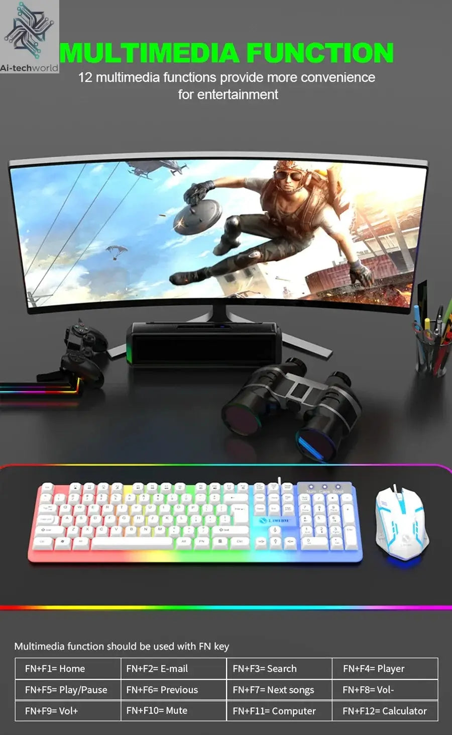 NG GTX350 Gaming Keyboard Mouse Combos Computer Laptop Backlight Gamer Kit LED Wired Usb Keyboard GTX350 Set-Black Ai-TechWorld 