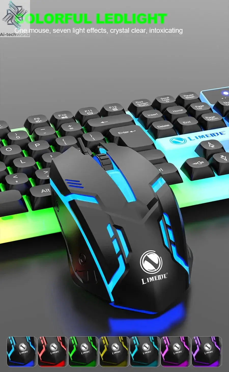 NG GTX350 Gaming Keyboard Mouse Combos Computer Laptop Backlight Gamer Kit LED Wired Usb Keyboard GTX350 Set-Black Ai-TechWorld 