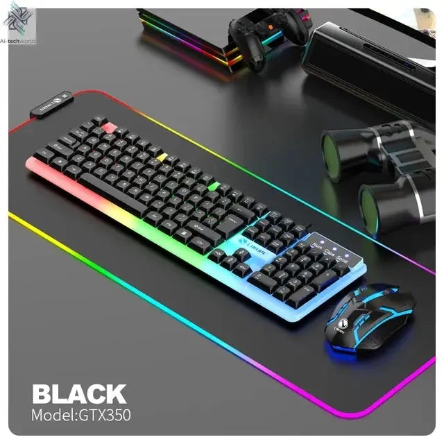 NG GTX350 Gaming Keyboard Mouse Combos Computer Laptop Backlight Gamer Kit LED Wired Usb Keyboard GTX350 Set-Black Ai-TechWorld 