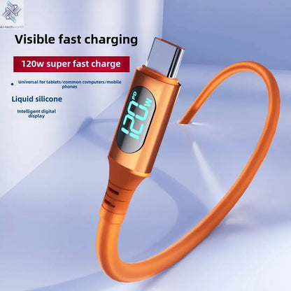 NNBILI 6A USBC To Type C Fast charging 120W USB Type C LED digital display Cable For Samsung HUAWEI Xiaomi Oppo vivo charge Cord Ai-TechWorld 