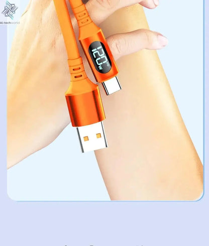 NNBILI 6A USBC To Type C Fast charging 120W USB Type C LED digital display Cable For Samsung HUAWEI Xiaomi Oppo vivo charge Cord Ai-TechWorld 