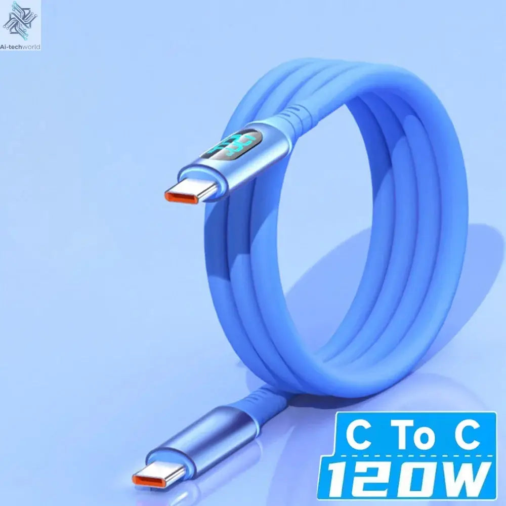 NNBILI 6A USBC To Type C Fast charging 120W USB Type C LED digital display Cable For Samsung HUAWEI Xiaomi Oppo vivo charge Cord Ai-TechWorld 