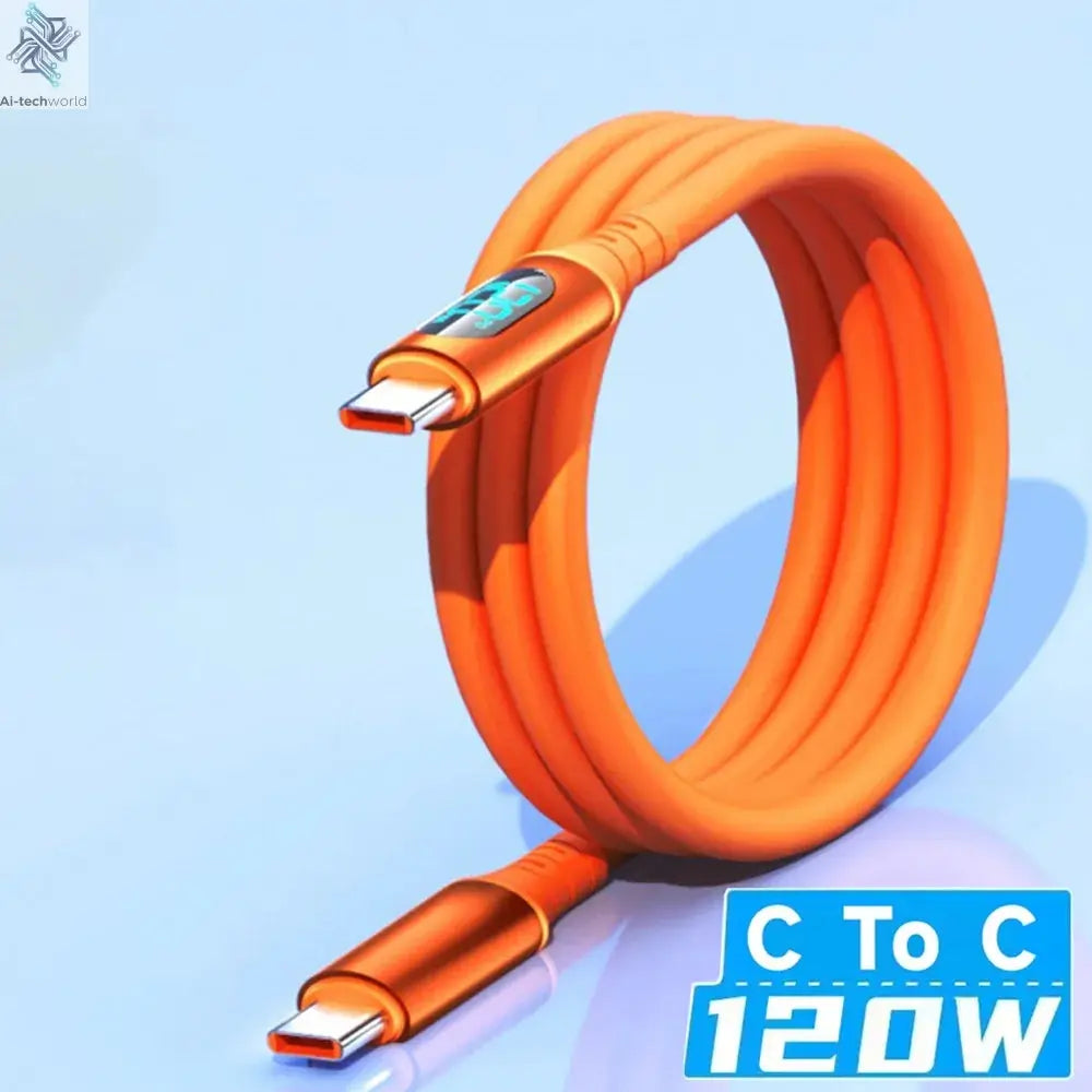 NNBILI 6A USBC To Type C Fast charging 120W USB Type C LED digital display Cable For Samsung HUAWEI Xiaomi Oppo vivo charge Cord Ai-TechWorld 