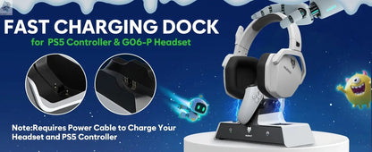 NUBWO G06 Wireless Headsets Gamer with Charging Station for Headset and PS5 Controller Gaming Headphones Long Battery Life Ai-TechWorld 