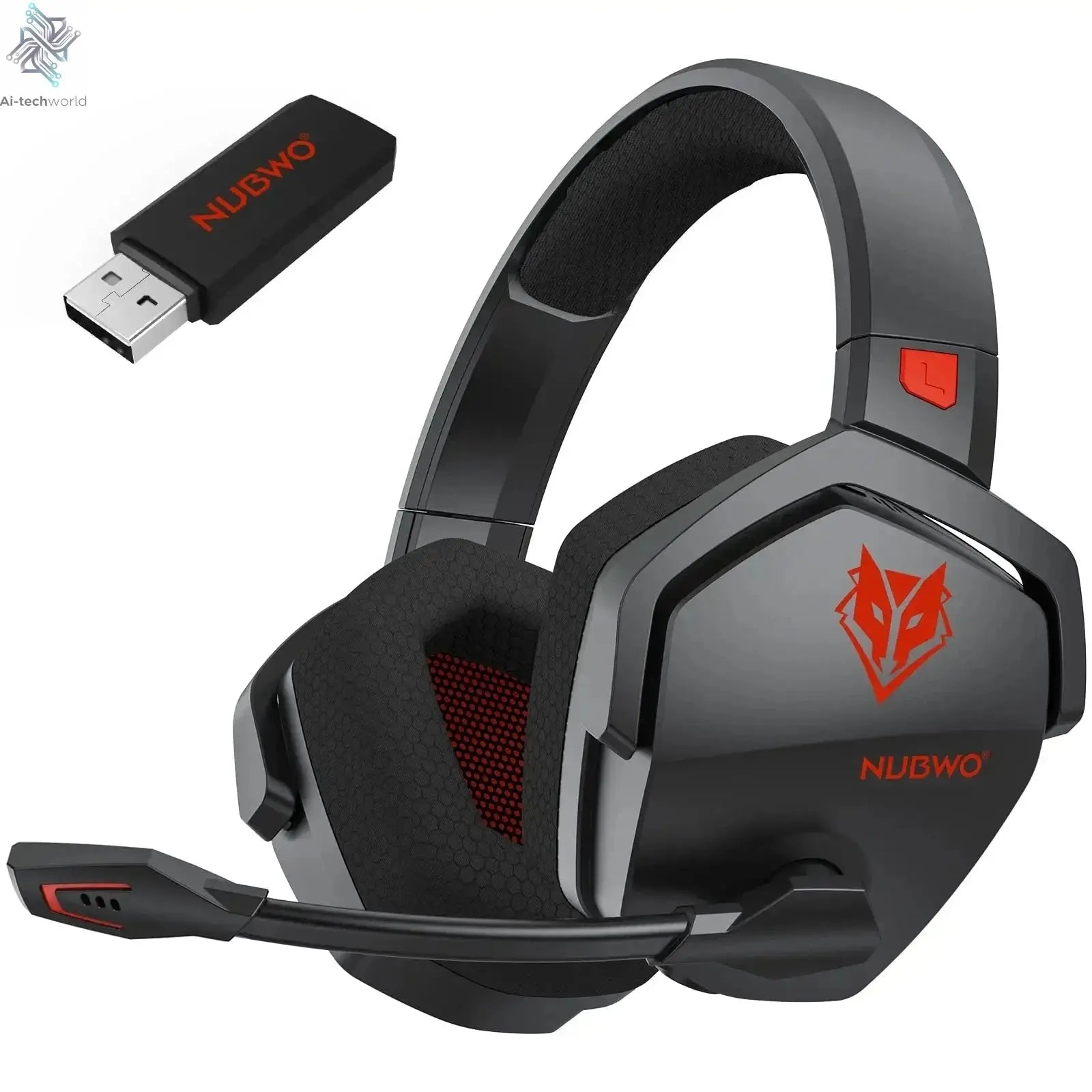 NUBWO G06 Wireless Headsets Gamer with Charging Station for Headset and PS5 Controller Gaming Headphones Long Battery Life Ai-TechWorld 