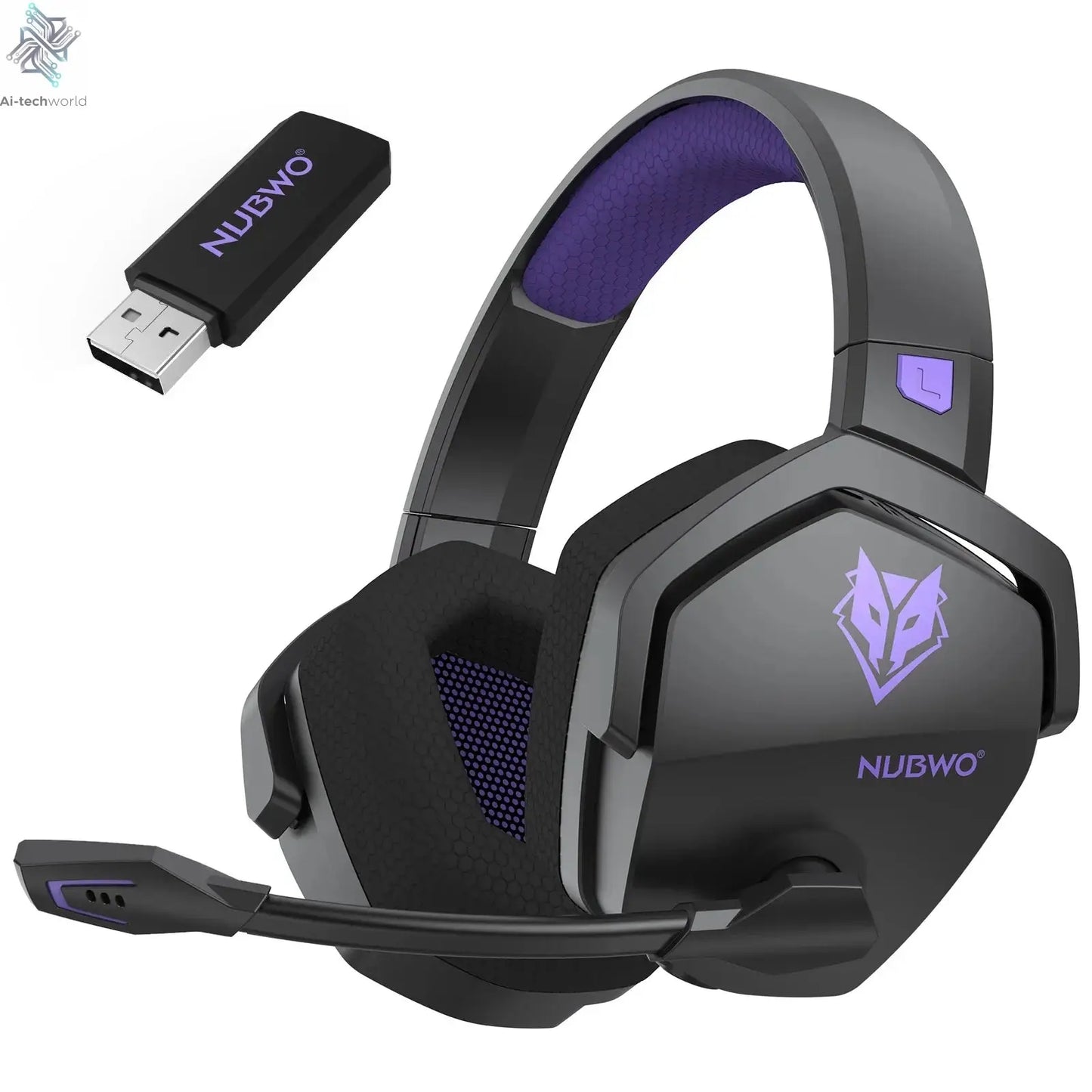 NUBWO G06 Wireless Headsets Gamer with Charging Station for Headset and PS5 Controller Gaming Headphones Long Battery Life Ai-TechWorld 