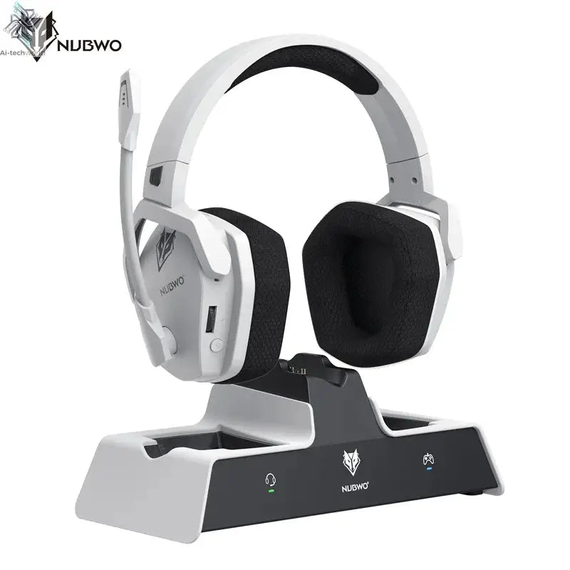 NUBWO G06 Wireless Headsets Gamer with Charging Station for Headset and PS5 Controller Gaming Headphones Long Battery Life Ai-TechWorld 