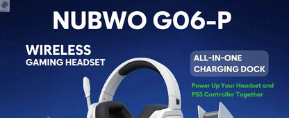 NUBWO G06 Wireless Headsets Gamer with Charging Station for Headset and PS5 Controller Gaming Headphones Long Battery Life Ai-TechWorld 