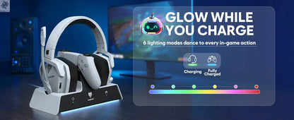 NUBWO G06 Wireless Headsets Gamer with Charging Station for Headset and PS5 Controller Gaming Headphones Long Battery Life Ai-TechWorld 