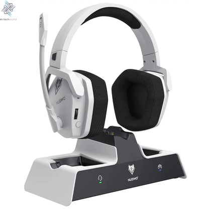 NUBWO G06 Wireless Headsets Gamer with Charging Station for Headset and PS5 Controller Gaming Headphones Long Battery Life Ai-TechWorld 