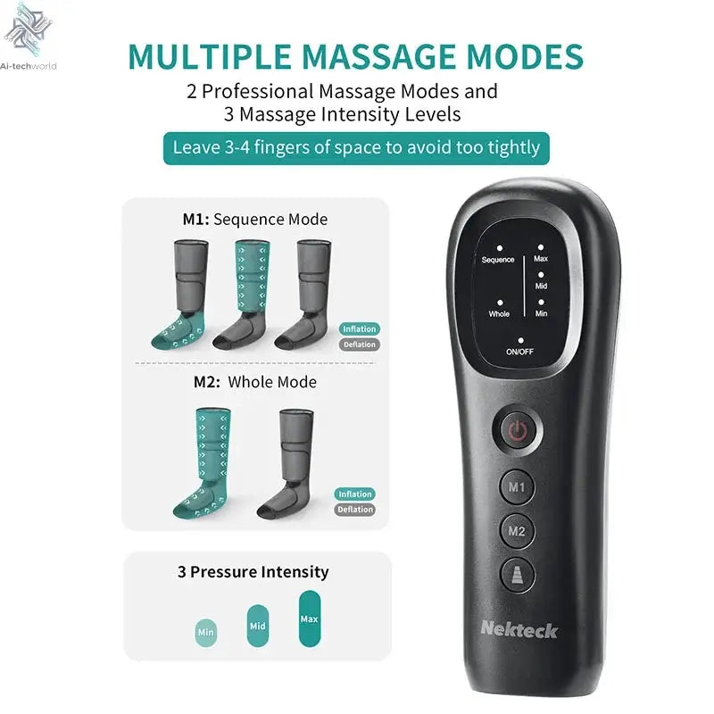 Nekteck Leg Massager Air Compression Calf Wraps Air Pressure Massage for Blood Circulation and Relaxation Lymphatic Drainage Ai-TechWorld 
