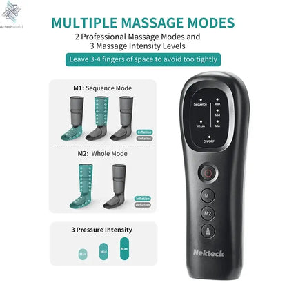 Nekteck Leg Massager Air Compression Calf Wraps Air Pressure Massage for Blood Circulation and Relaxation Lymphatic Drainage Ai-TechWorld 