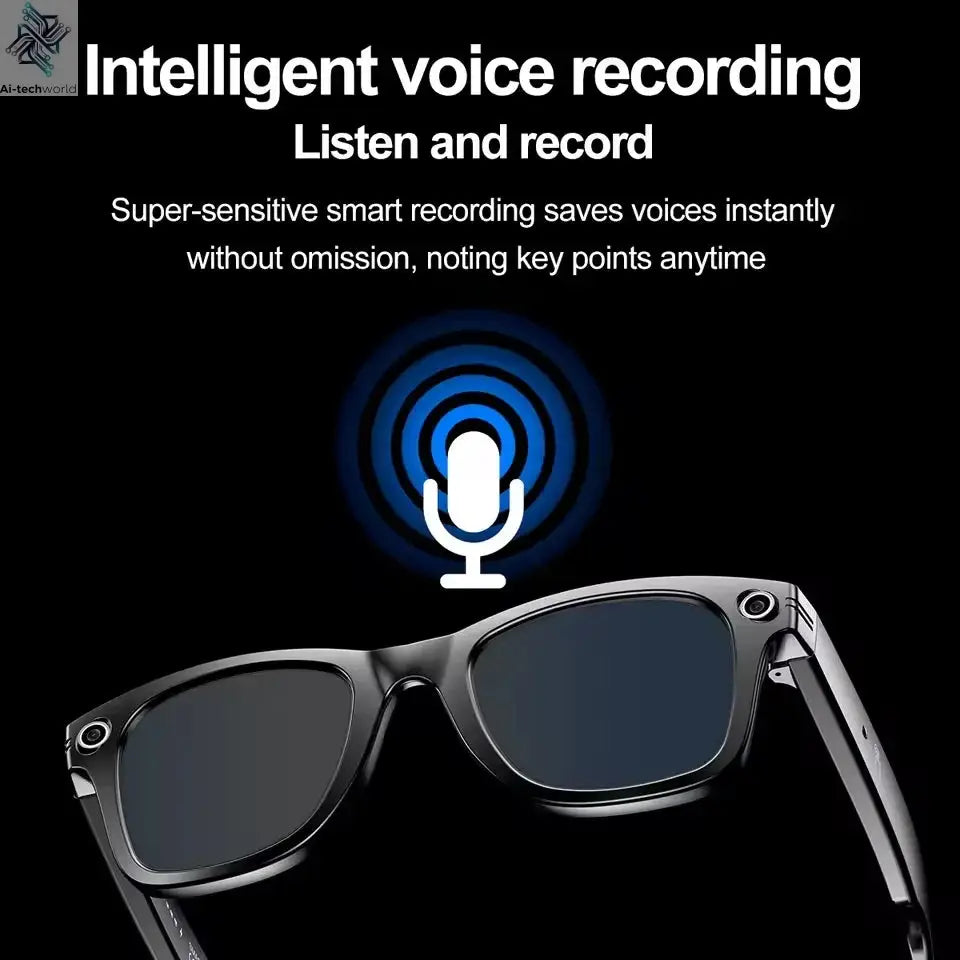 New 8 Million Pixels Camera Smart Glasses Recording Videos AI Photo Recognition Answer Translation Waterproof Blue light Glasses Ai-TechWorld 