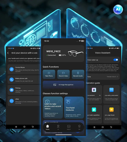 New 8 Million Pixels Camera Smart Glasses Recording Videos AI Photo Recognition Answer Translation Waterproof Blue light Glasses - Ai-TechWorld