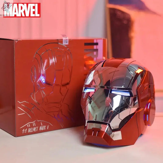 New AutoKing 1:1 Mk5 Iron Man Helmet Cosplay Voice Control Eyes with Light Model Toys for Adult Electric Wearable Christmas Gift Ai-TechWorld 