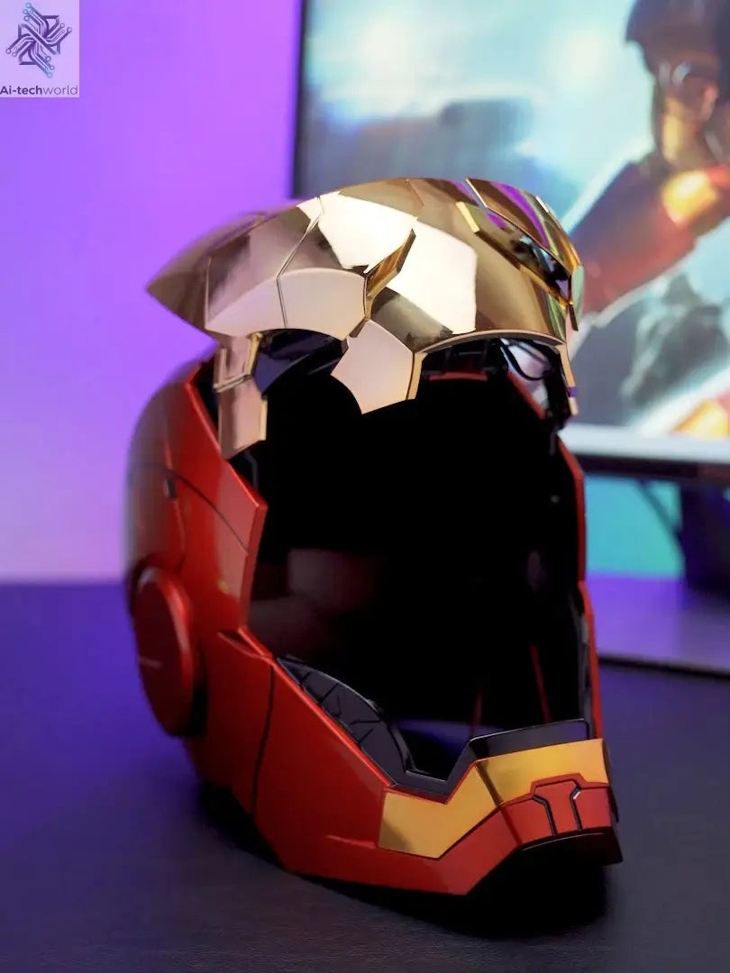 New AutoKing 1:1 Mk5 Iron Man Helmet Cosplay Voice Control Eyes with Light Model Toys for Adult Electric Wearable Christmas Gift Ai-TechWorld 