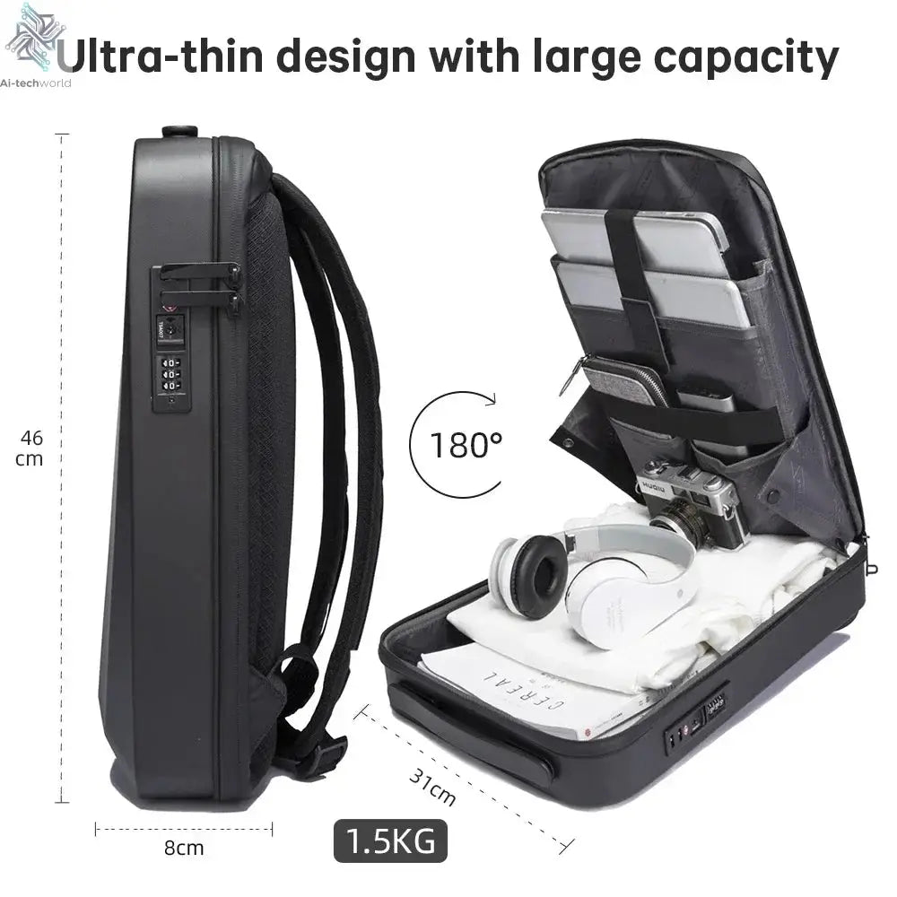 New Business Backpack Large Capacity Waterproof E-sports Laptop Bag Multi-functional Casual Travel PC Hard Shell Men's Backpack Ai-TechWorld 