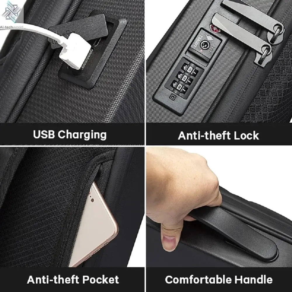 New Business Backpack Large Capacity Waterproof E-sports Laptop Bag Multi-functional Casual Travel PC Hard Shell Men's Backpack Ai-TechWorld 