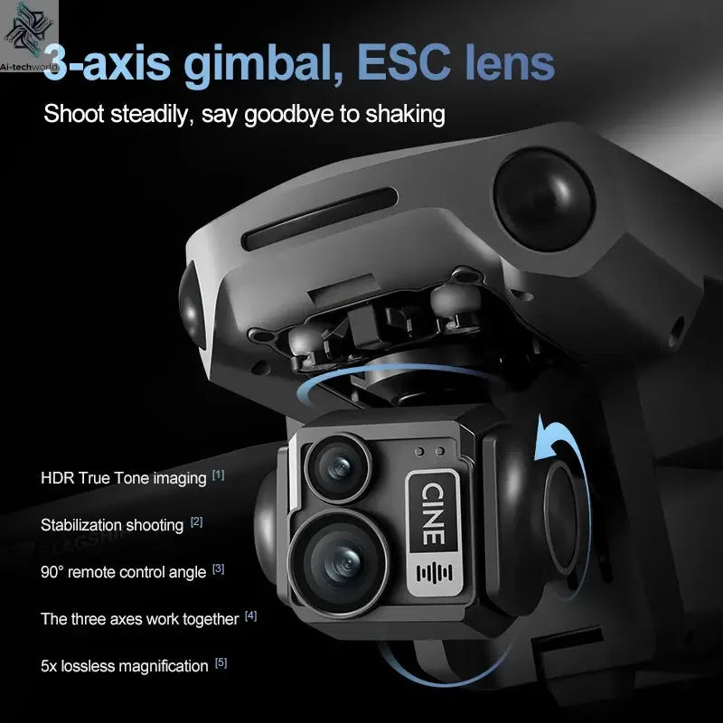 New D12 GPS Drone 3-Axis Gimbal With Touch Screen Profesional 8K HD Camera FPV Obstacle Avoidance Brushless Dron Toy for adult ﻿ Ai-TechWorld 