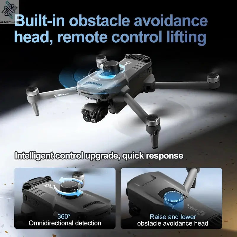 New D12 GPS Drone 3-Axis Gimbal With Touch Screen Profesional 8K HD Camera FPV Obstacle Avoidance Brushless Dron Toy for adult ﻿ Ai-TechWorld 