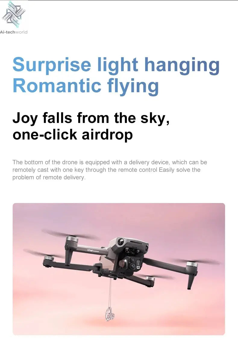 New D12 GPS Drone 3-Axis Gimbal With Touch Screen Profesional 8K HD Camera FPV Obstacle Avoidance Brushless Dron Toy for adult ﻿ Ai-TechWorld 