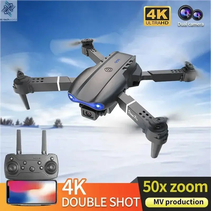 New E99Pro RC Drone 4K Professinal With 1080P Wide Angle HD Camera Foldable Helicopter WIFI FPV Height Hold Gift Toy Ai-TechWorld 