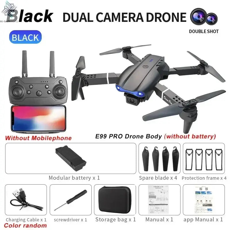 New E99Pro RC Drone 4K Professinal With 1080P Wide Angle HD Camera Foldable Helicopter WIFI FPV Height Hold Gift Toy Ai-TechWorld 