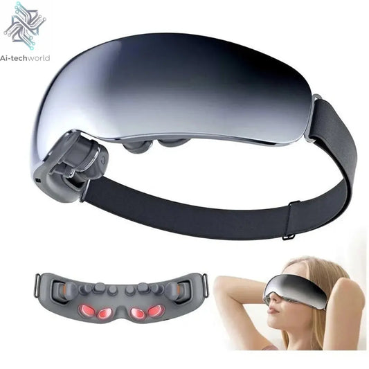 New Eye Massage Device Heating Vibration Eye Massage Instrument Acupressure Eye Massager With 12 Massage Heads Super Relax Ai-TechWorld 