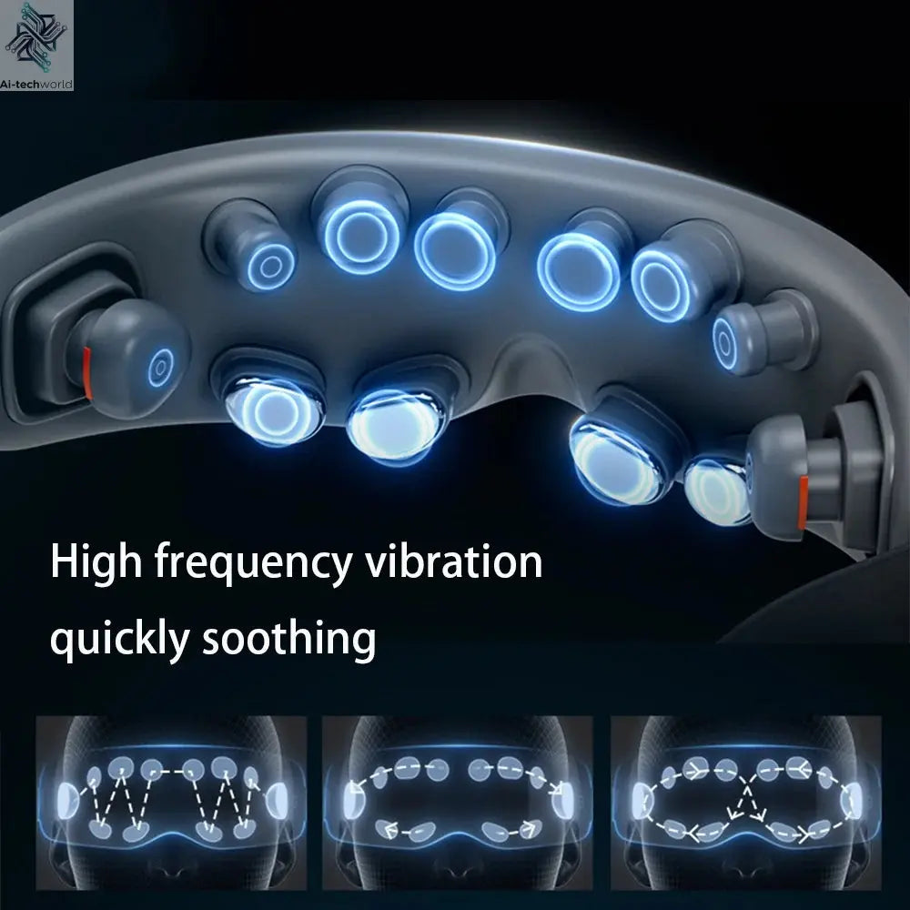 New Eye Massage Device Heating Vibration Eye Massage Instrument Acupressure Eye Massager With 12 Massage Heads Super Relax Ai-TechWorld 