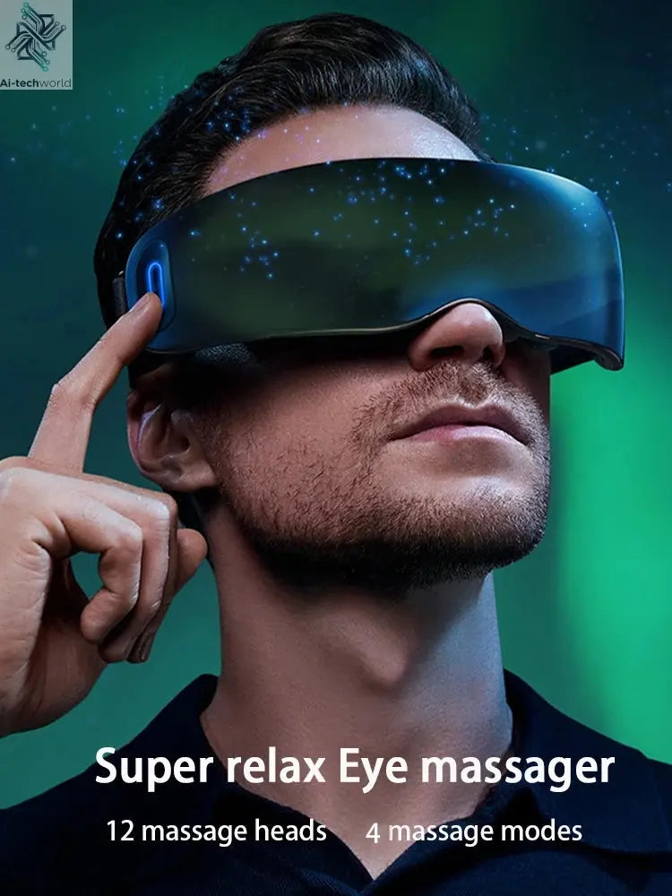 New Eye Massage Device Heating Vibration Eye Massage Instrument Acupressure Eye Massager With 12 Massage Heads Super Relax Ai-TechWorld 