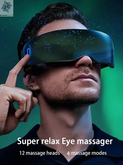 New Eye Massage Device Heating Vibration Eye Massage Instrument Acupressure Eye Massager With 12 Massage Heads Super Relax Ai-TechWorld 