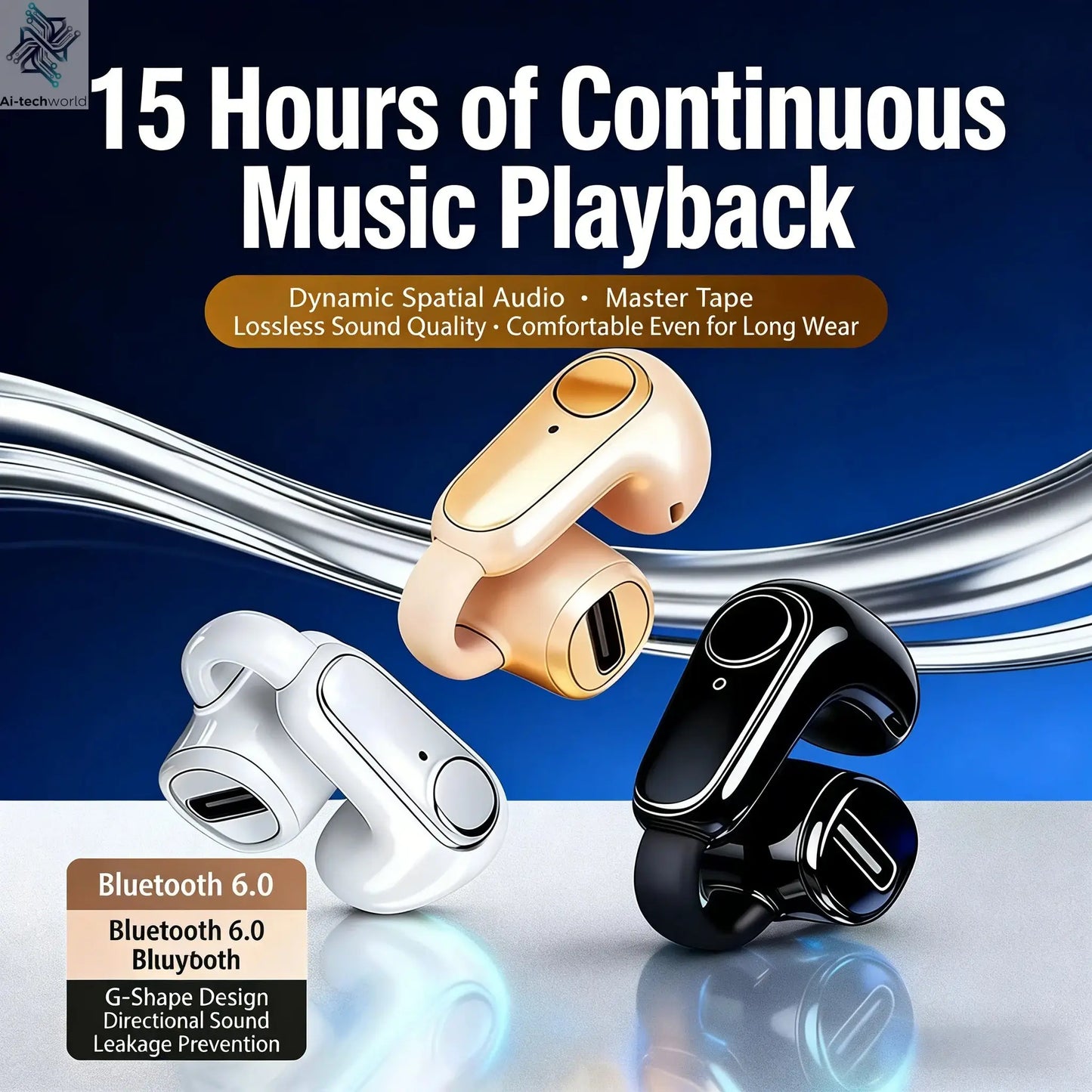 New G6 Clip-on Bluetooth 5.4 Wireless Single Earphone Sports Waterproof TWS Earbuds with Microphone Stereo Sound - Ai-TechWorld
