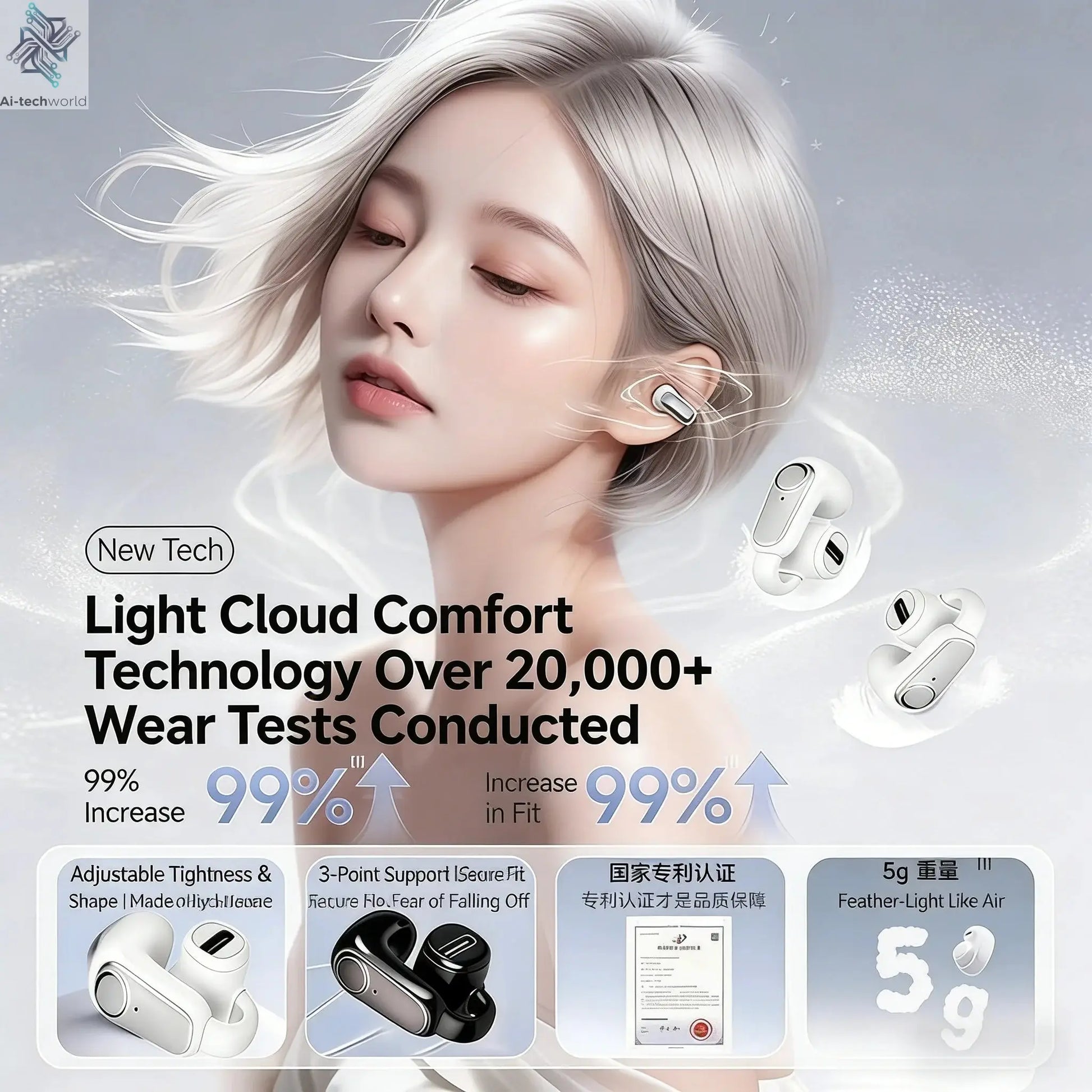 New G6 Clip-on Bluetooth 5.4 Wireless Single Earphone Sports Waterproof TWS Earbuds with Microphone Stereo Sound - Ai-TechWorld