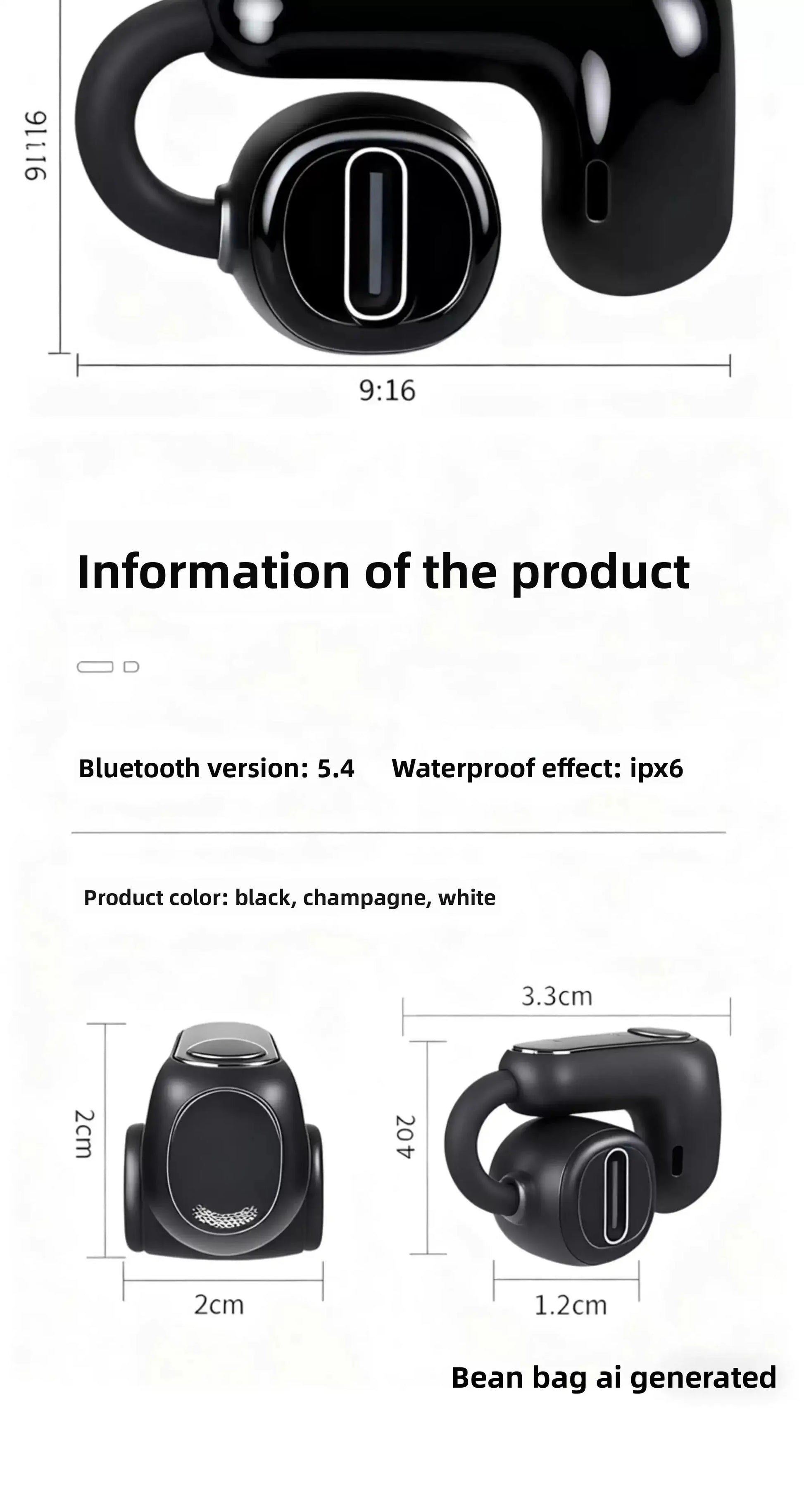 New G6 Clip-on Bluetooth 5.4 Wireless Single Earphone Sports Waterproof TWS Earbuds with Microphone Stereo Sound - Ai-TechWorld