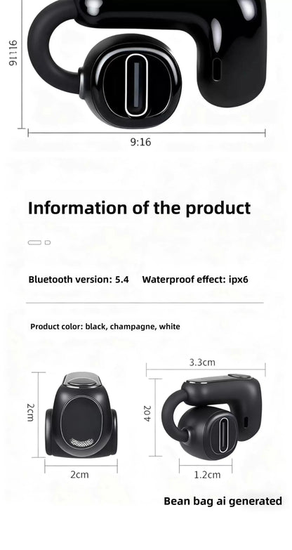 New G6 Clip-on Bluetooth 5.4 Wireless Single Earphone Sports Waterproof TWS Earbuds with Microphone Stereo Sound - Ai-TechWorld