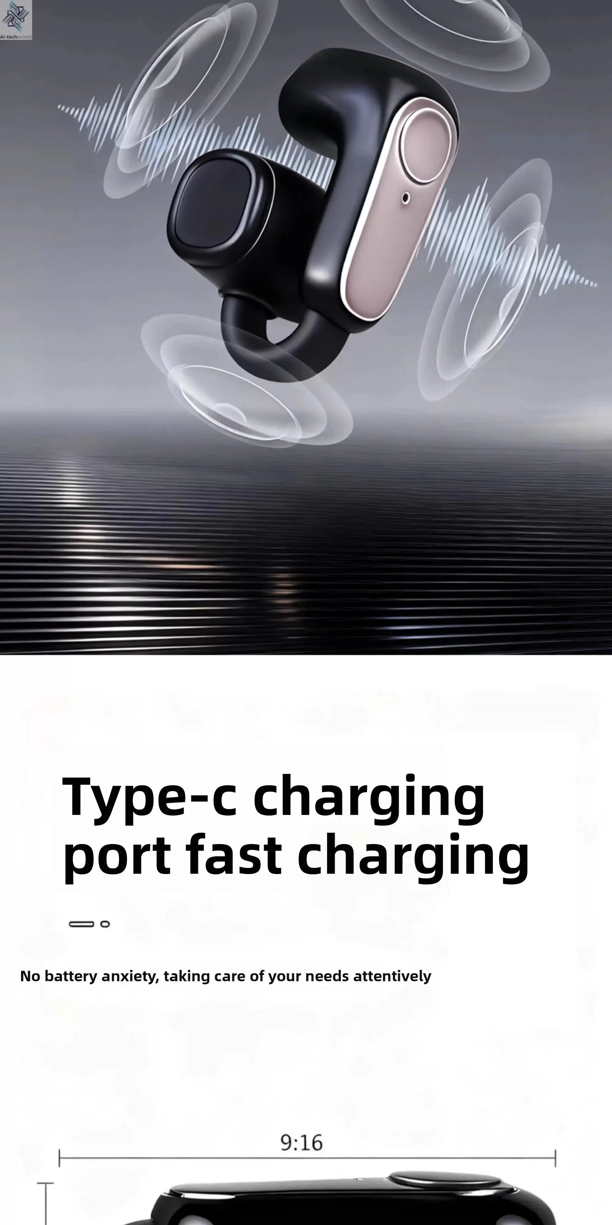 New G6 Clip-on Bluetooth 5.4 Wireless Single Earphone Sports Waterproof TWS Earbuds with Microphone Stereo Sound - Ai-TechWorld