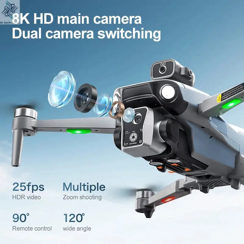 New K19 MAX GPS Drone Professional 8K Camera Aerial FPV Brush Avoiding Obstacle with Large Screen Remote Control Folding Drone Ai-TechWorld 