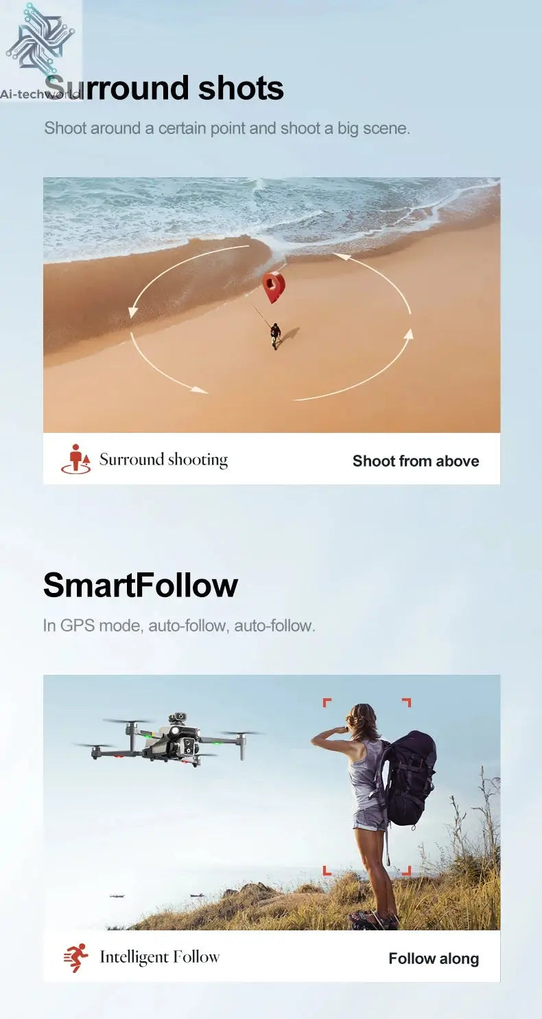 New K19 MAX GPS Drone Professional 8K Camera Aerial FPV Brush Avoiding Obstacle with Large Screen Remote Control Folding Drone Ai-TechWorld 