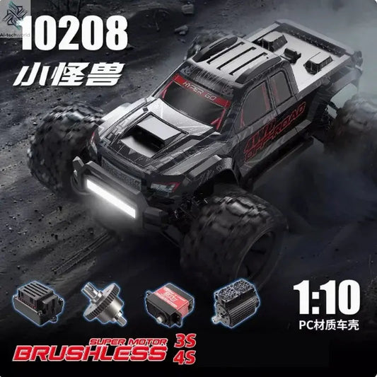 New MJX 10208 Small Monster 1/10 Hypergo 2.4G Brushless High Speed RC Professional Adult Off road Remote Control Vehicle RC Cars Ai-TechWorld 