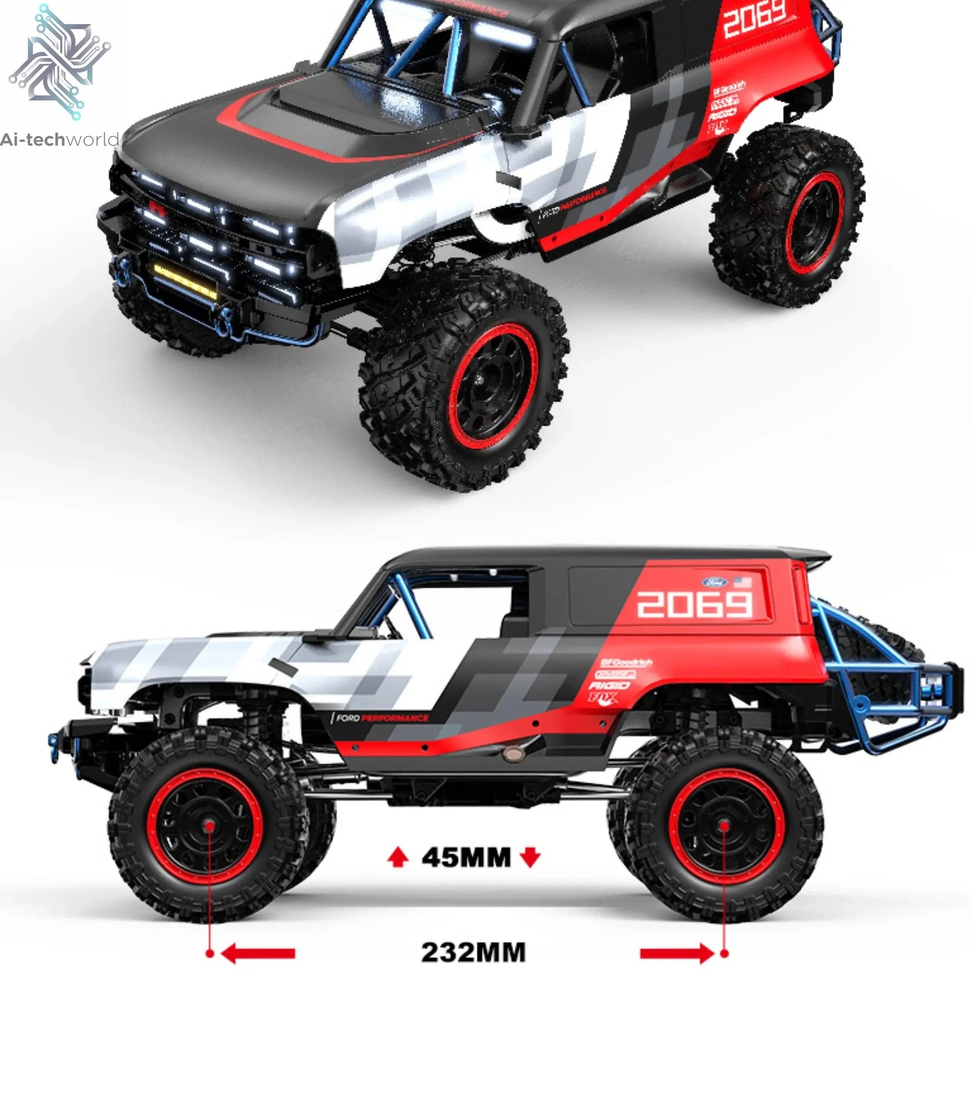 New MJX 10208 Small Monster 1/10 Hypergo 2.4G Brushless High Speed RC Professional Adult Off road Remote Control Vehicle RC Cars Ai-TechWorld 